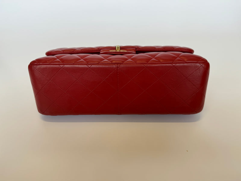 Chanel Jumbo Classic In Red Lambskin GHW