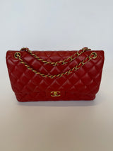 Chanel Jumbo Classic In Red Lambskin GHW