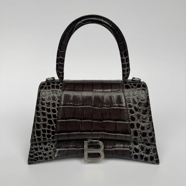 Balenciaga Small Croc Embossed Hourglass Bag