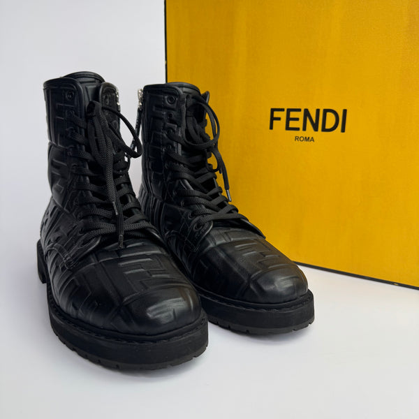 Fendi FF Embossed Ankle Boots (Size 38/ UK 5)