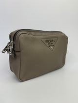 Prada Grey Saffiano Leather Crossbody Bag