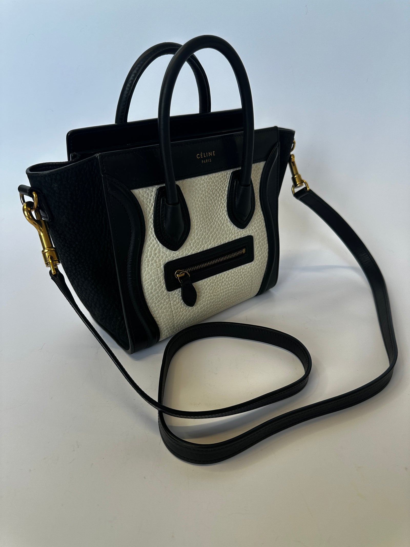 Celine luggage black and white best sale