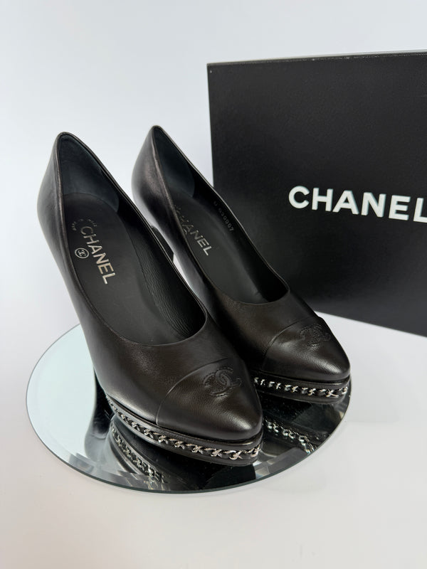 Chanel CC Toe Cap Heels  (Size 39.5/UK6.5)