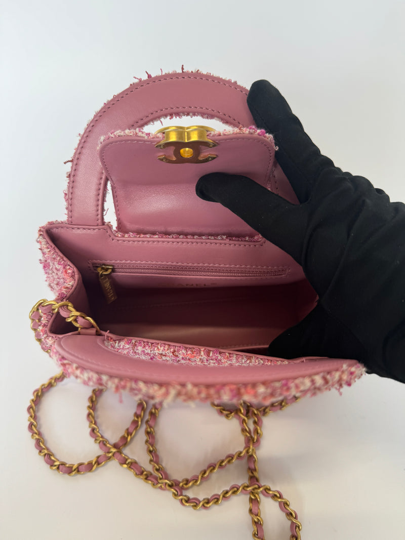 Chanel Mini Kelly Bag In Pink Tweed GHW