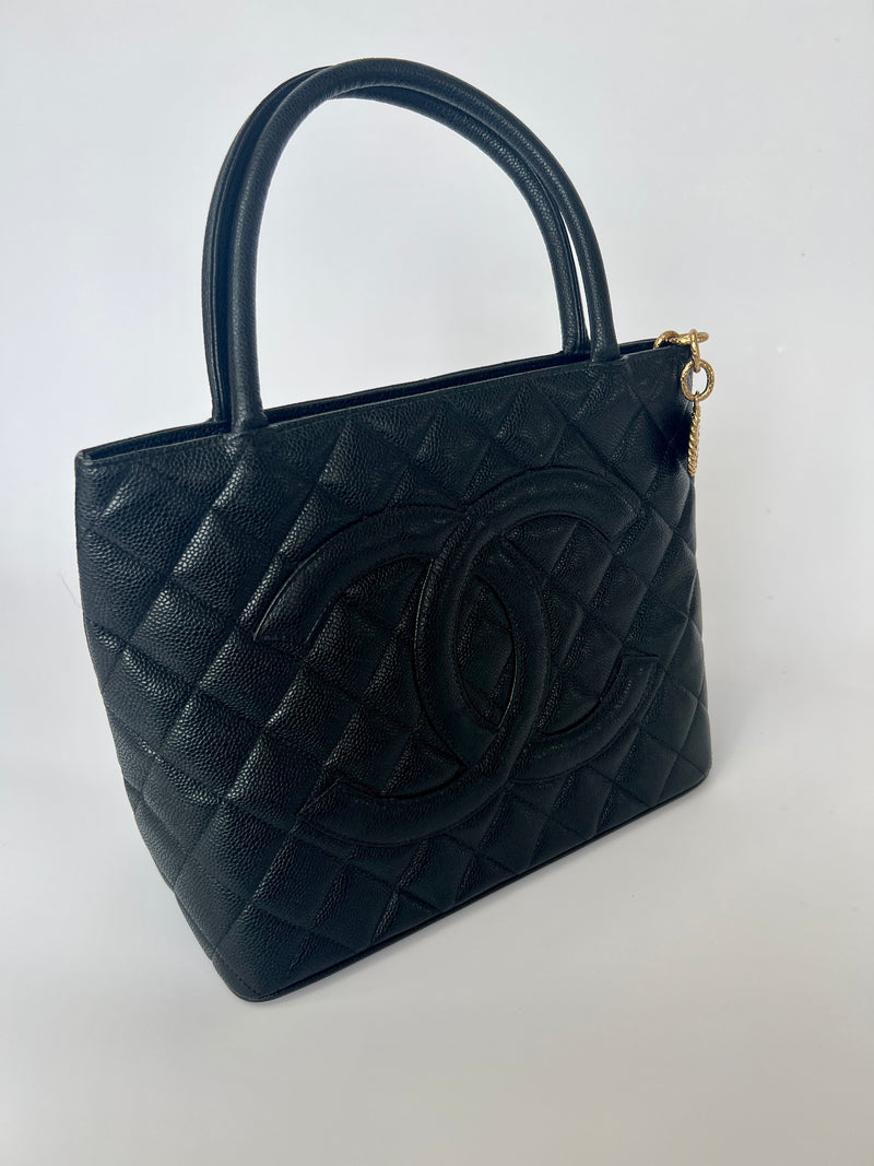 Chanel Caviar Leather black Medallion Tote