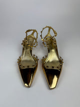 Valentino Gold Rockstud Couture Mirrored Pumps(Size 38/UK5)