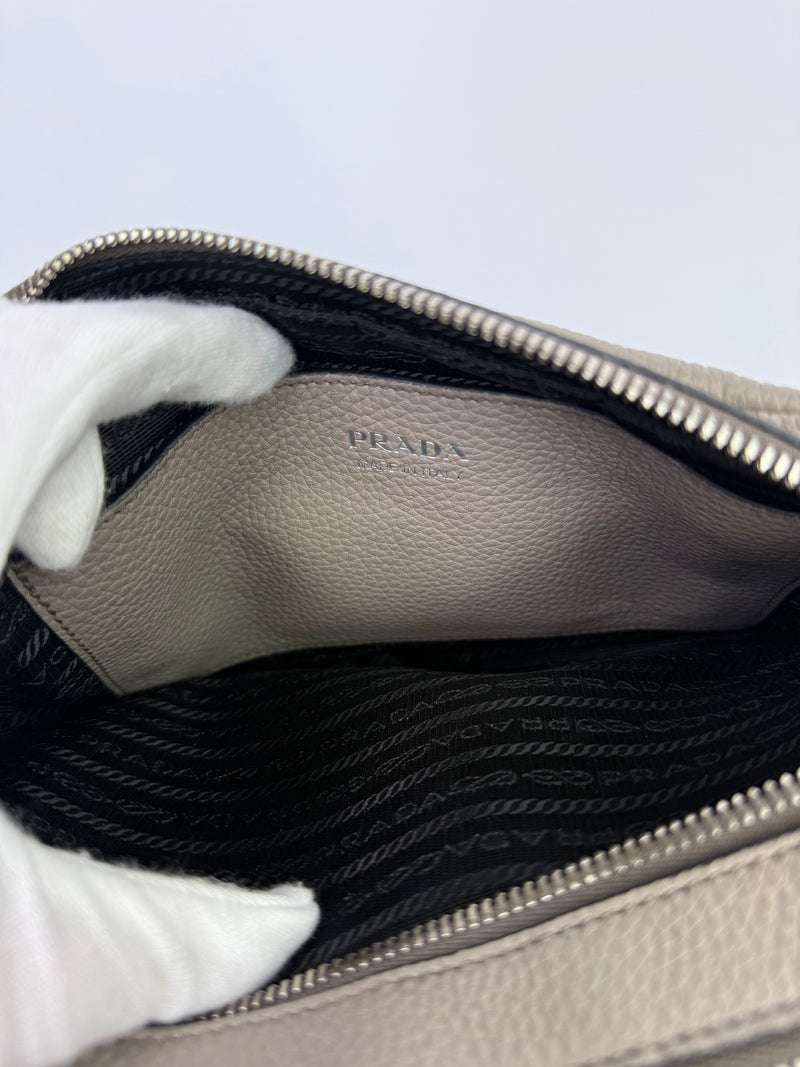 Prada Grey Saffiano Leather Crossbody Bag