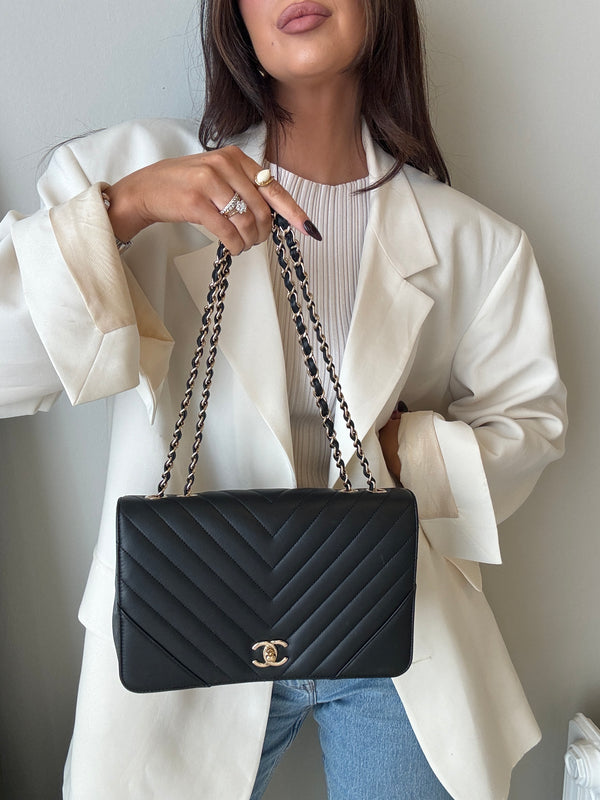 Chanel Medium Flap Bag In Chevron Lambskin PGHW