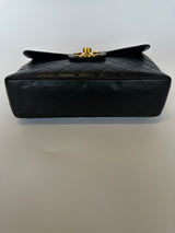 Chanel Vintage XL Maxi Flap Bag In Black Lambskin