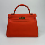 Hermès Kelly 32 In Cappucine Togo Leather GHW