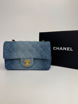 Chanel Mini Rectangle In Blue Ombre Denim With GHW