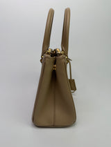 Prada Galleria Tote Small In Beige Saffiano Leather GHW