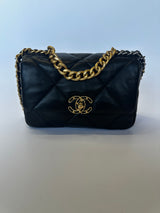 chanel 19 small in black lambskin leather 4