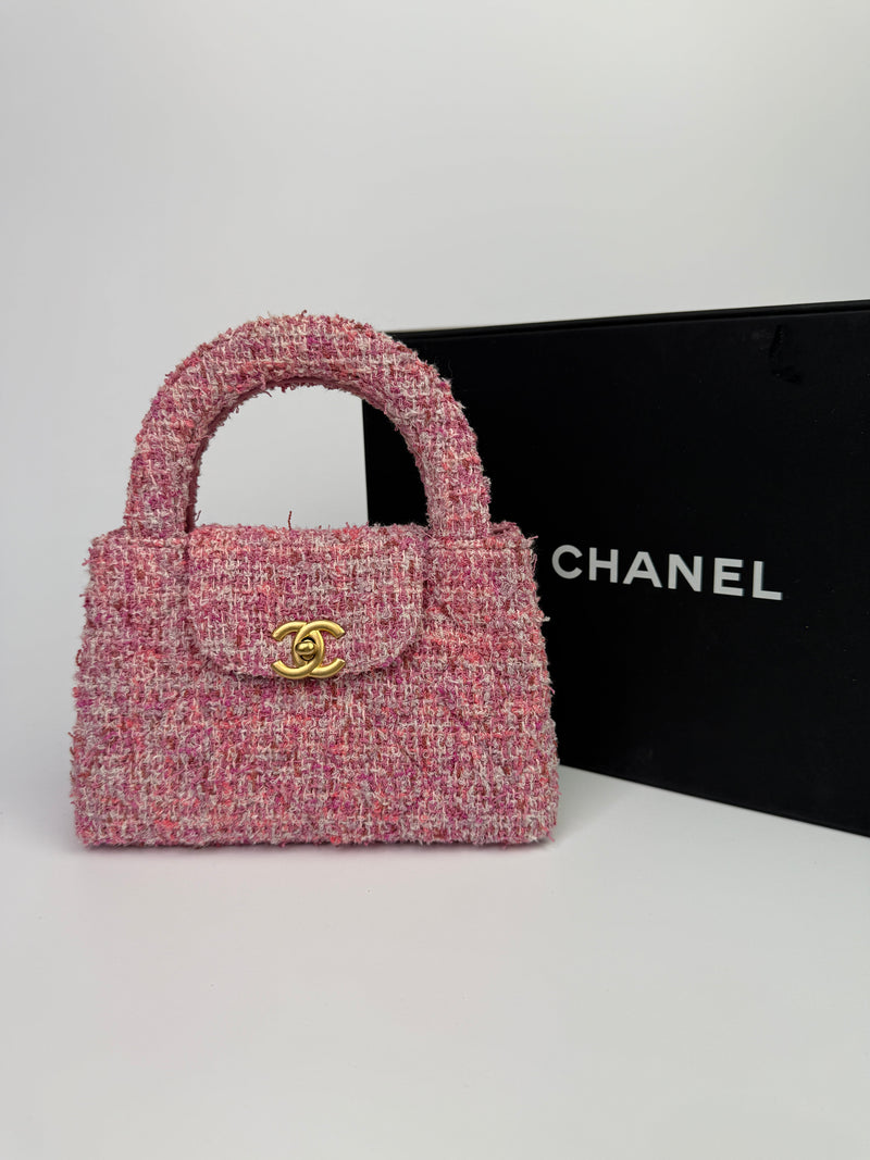 Chanel Mini Kelly Bag In Pink Tweed GHW