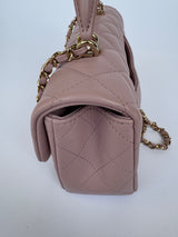 Chanel Mini Rectangular Top Handle Rose Lambskin GHW