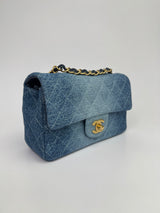 Chanel Mini Rectangle In Blue Ombre Denim With GHW