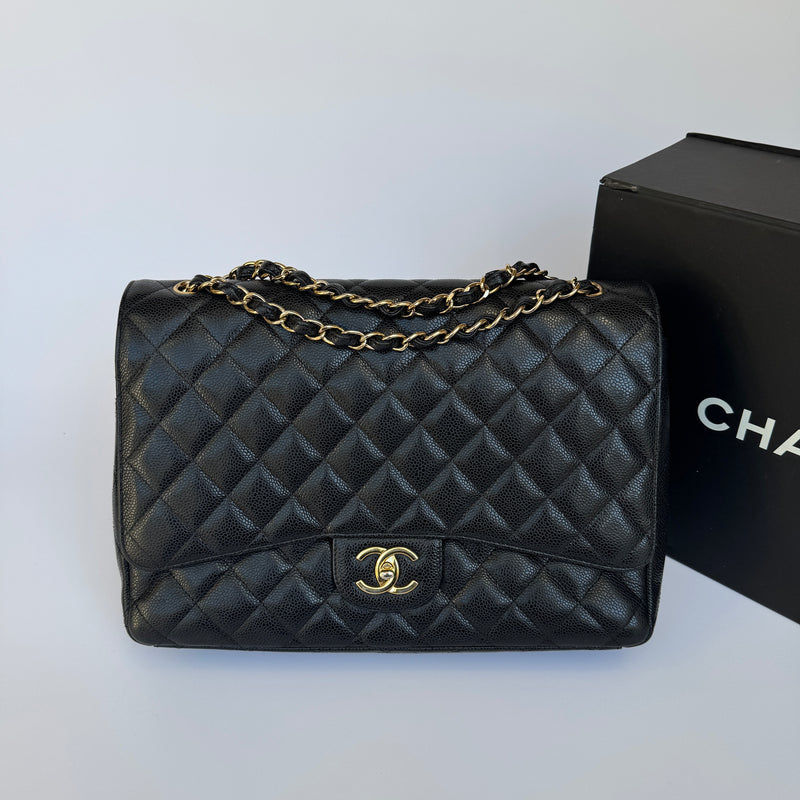 Chanel Maxi Classic Double Flap In Black Caviar GHW