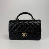 Chanel Top Handle Mini Rectangle In Black Lambskin GHW