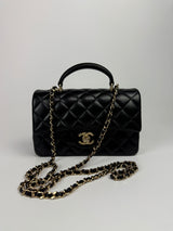 Chanel Top Handle Mini Rectangle In Black Lambskin GHW