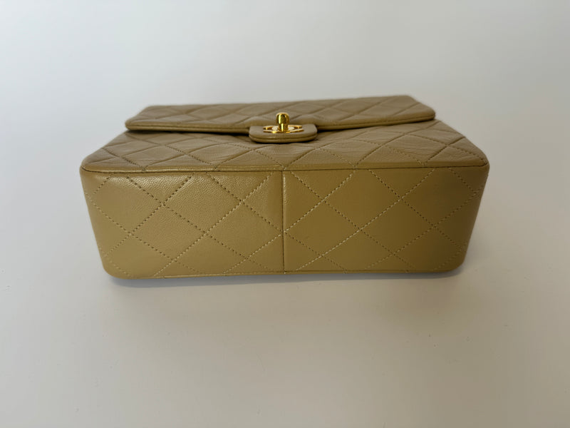 Chanel Vintage Mini Square Flap Bag In Beige Lambskin GHW