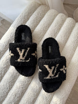 Louis Vuitton Shearling Bom Dia Flat Mules (Size 39/UK6)