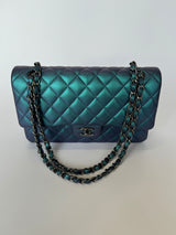 Chanel Medium Classic Flap In Iridescent Turquoise Lambskin SHW