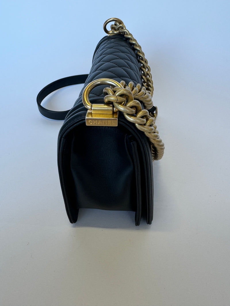 Chanel Boy Bag Medium In Black Lambskin GHW