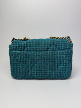 Chanel 19 Small Green Tweed Flap Bag