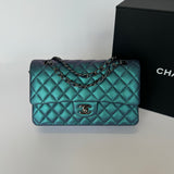 Chanel Medium Classic Flap In Iridescent Turquoise Lambskin SHW