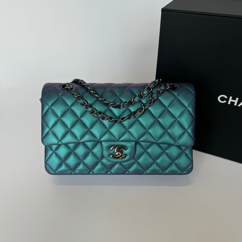 Chanel Medium Classic Flap In Iridescent Turquoise Lambskin SHW