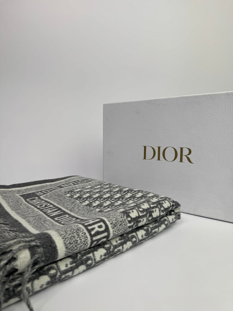 Christian Dior Grey Oblique Wool Blanket