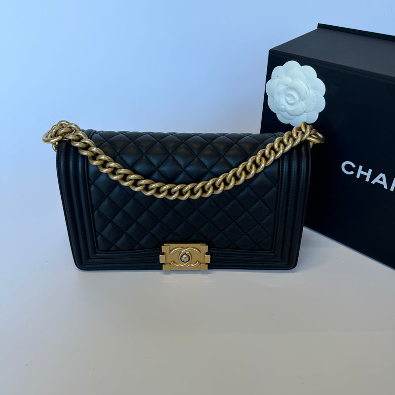 Chanel Boy Bag Medium In Black Lambskin GHW