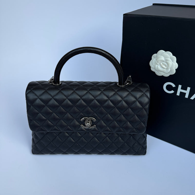 Chanel Coco Large Top Handle In Caviar Leather With RHW