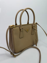 Prada Galleria Tote Small In Beige Saffiano Leather GHW