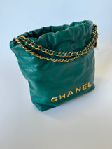 chanel 22 mini bag green calfskin ghw