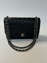 Chanel Black Lambskin Jumbo Classic Double Flap SHW