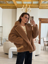 Max Mara Davy Camel Hair and Silk Teddy Jacket (Size UK8)