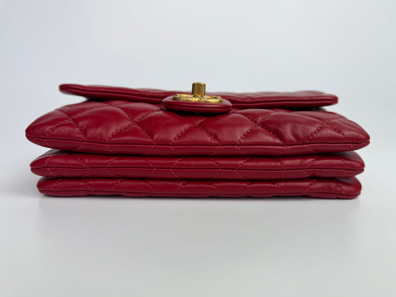 Chanel Red Lambskin Mini  Flap Bag