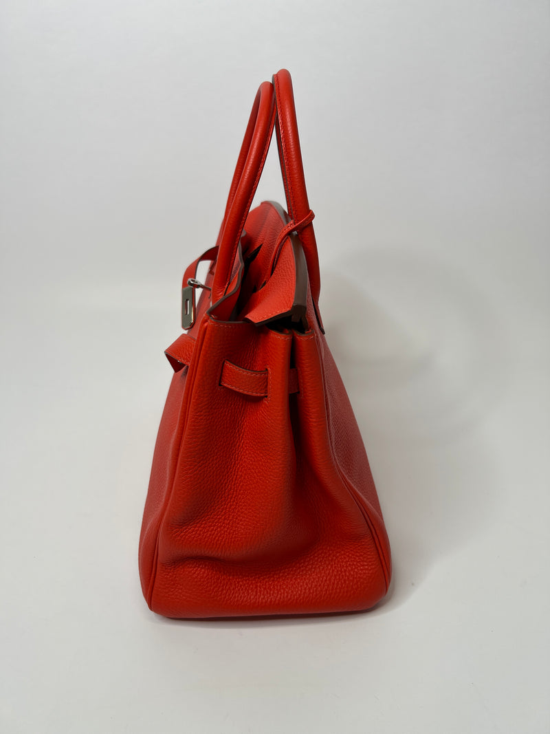 Hermès Courchevel Birkin 35 - Red Handle Bags, Handbags