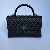 Chanel Coco Large Top Handle In Caviar Leather With RHW