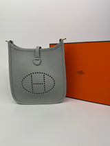 Hermès Evelyne TPM In Blue Glacier Clemence Leather GHW