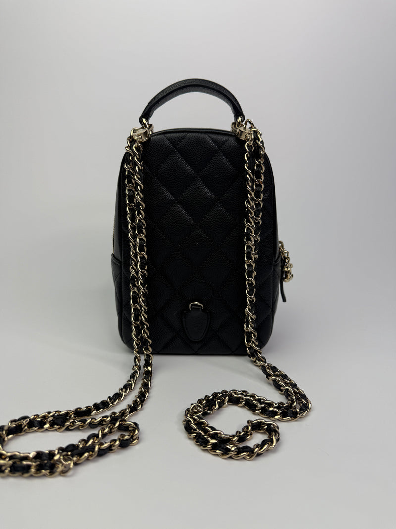 Chanel 24C Mini Backpack In Black Caviar GHW