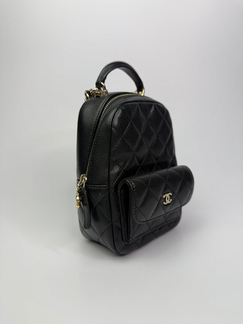 Chanel 24C Mini Backpack In Black Caviar GHW