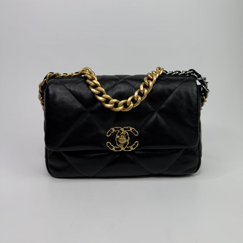 Chanel 19 Small In Black Lambskin Leather