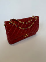 Chanel Jumbo Classic In Red Lambskin GHW