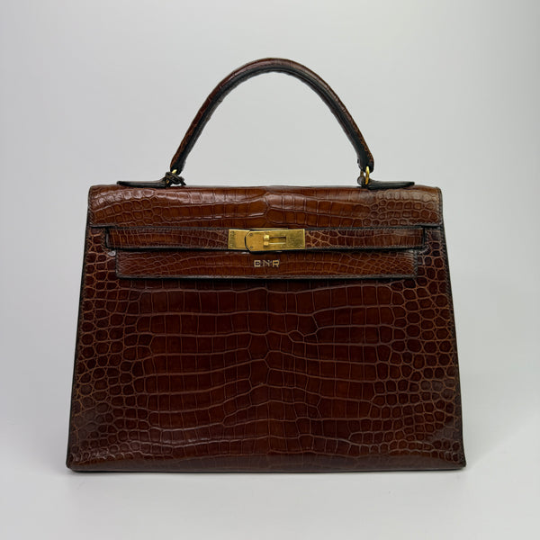 Hermès Vintage Miel Alligator Sellier Kelly 32 GHW