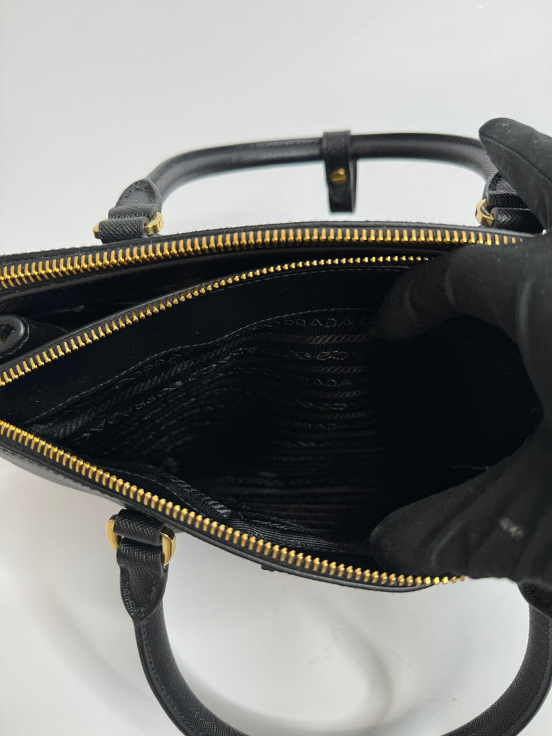 Prada Medium Galleria Tote In Black Saffiano Leather