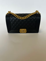 Chanel Boy Bag Medium In Black Caviar GHW