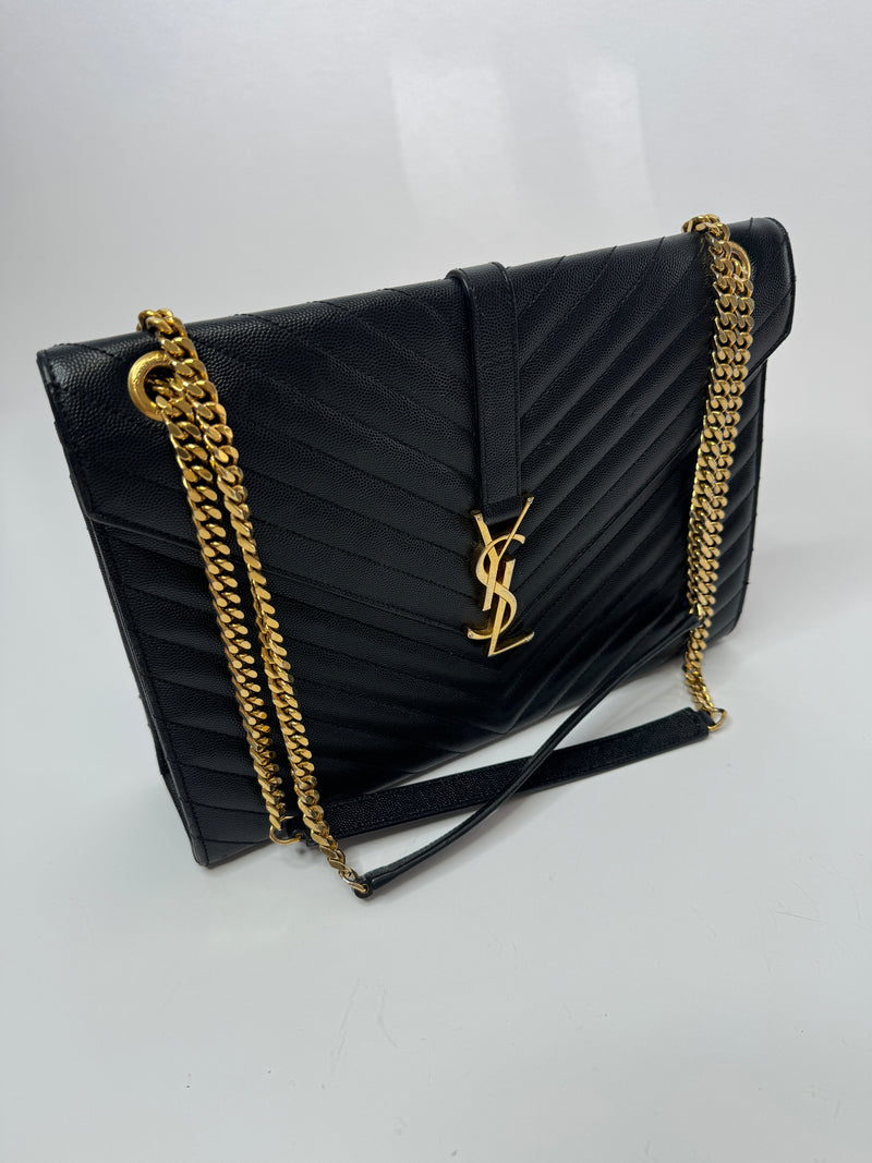 Saint Laurent Large Envelope Bag in Black GHW