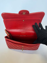 Chanel Jumbo Classic In Red Lambskin GHW